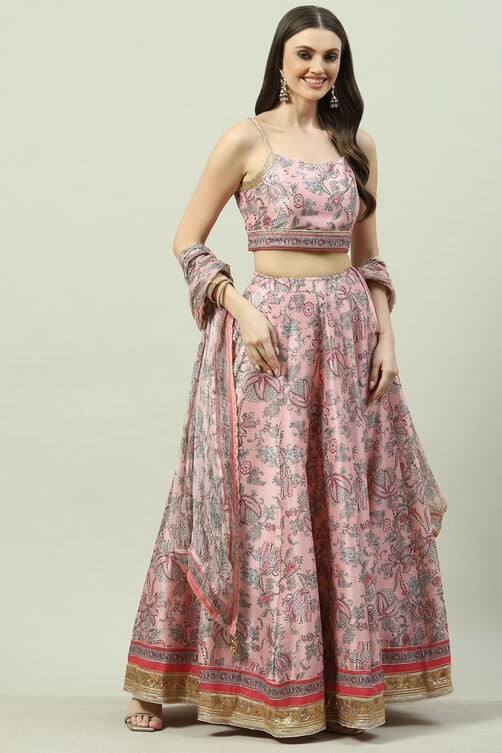 Soft Pink Art Silk Lehenga Set